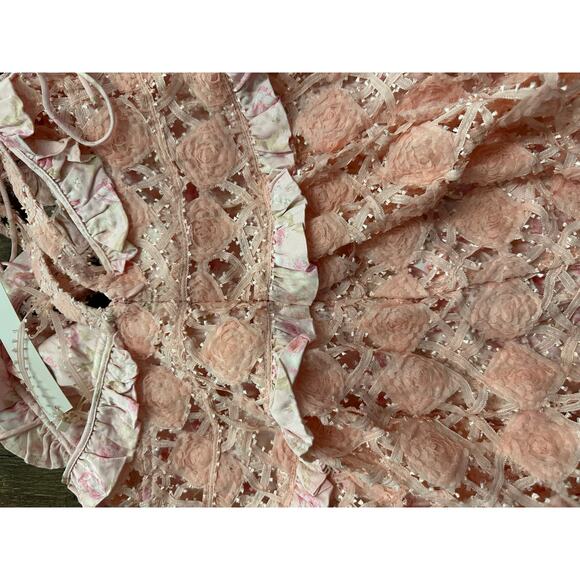 NEW- NWT For Love & Lemons Pink Alessia Lace Mini Dress Size M - Picture 12 of 12